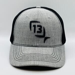 13 Fishing Hat Cap Black And Gray Snapback Adjustable One Size Mesh GR46